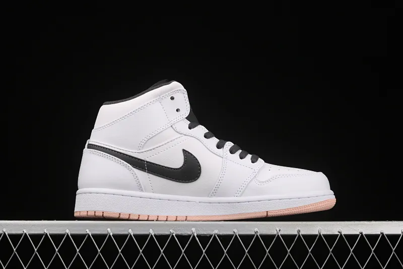 All categories Air Jordan Jordan series basketball shoes Air Jordan 1 Mid Air Jordan 1 Mid AJ1 Joe 1 white and black cherry blossom powder Zhongbang basketball shoes 554725-180